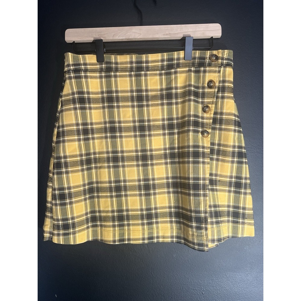 Hollister‎ yellow plaid mini skirt retro 1990s size L clueless style